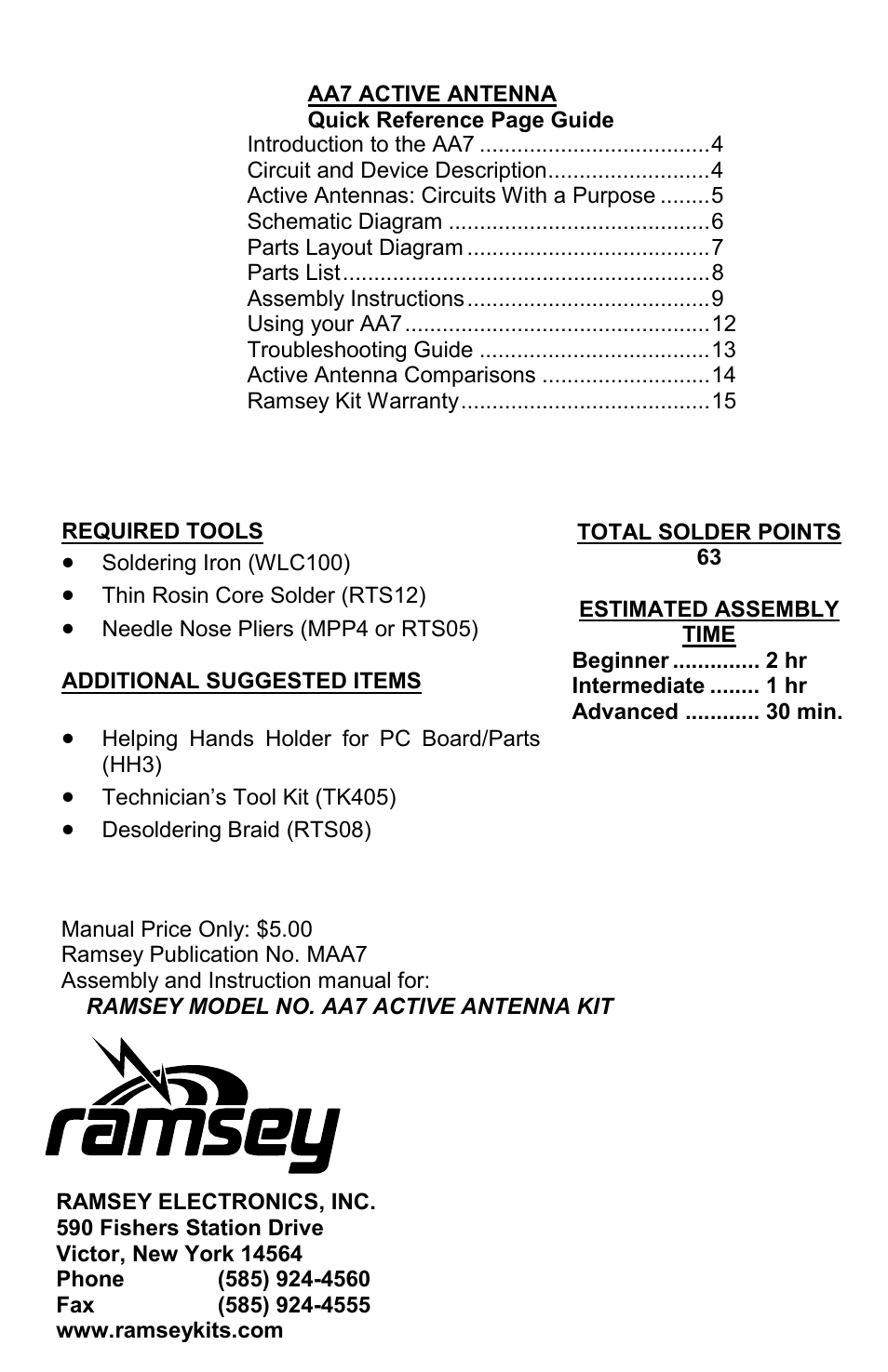 Ramsey Electronics AA7 User Manual | Page 16 / 16