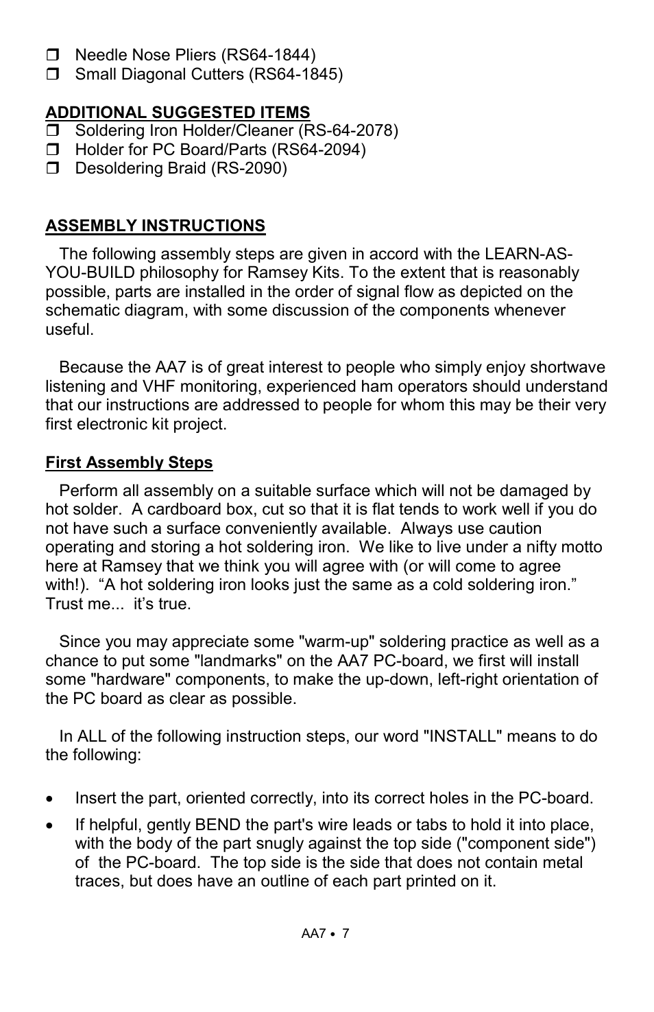 Ramsey Electronics AA7 User Manual | Page 7 / 16