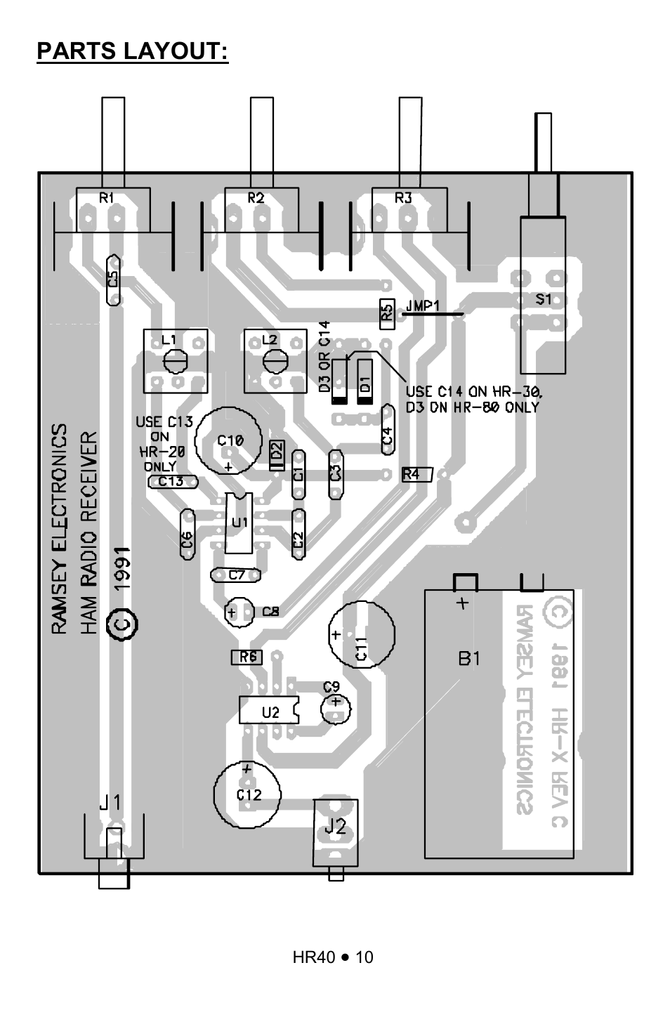 Parts layout | Ramsey Electronics HR40 User Manual | Page 10 / 28