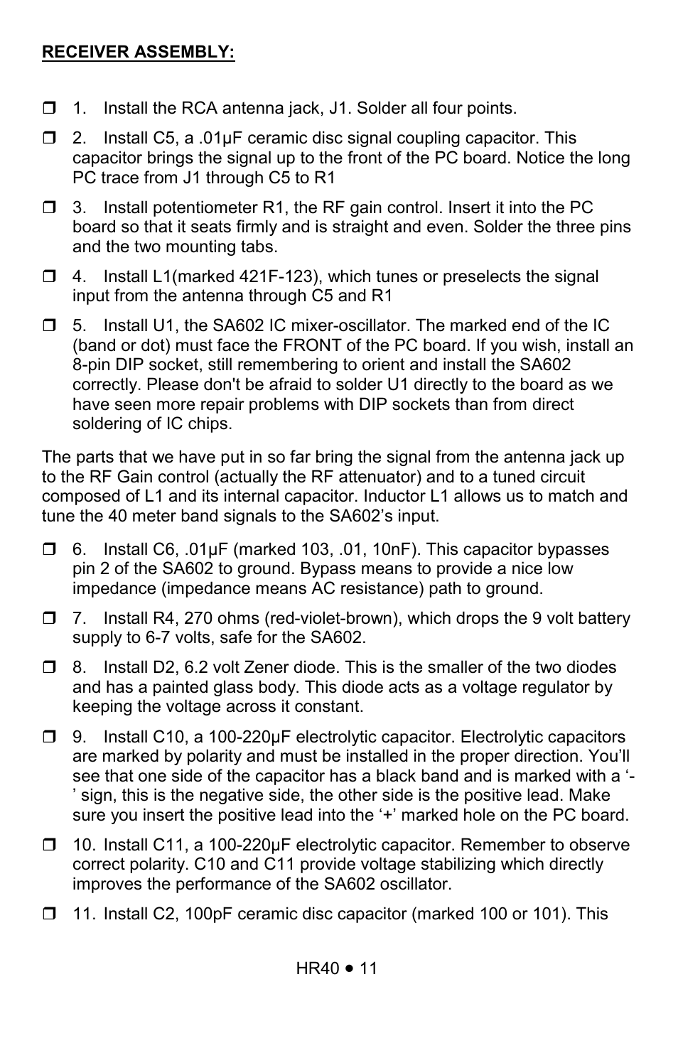 Ramsey Electronics HR40 User Manual | Page 11 / 28
