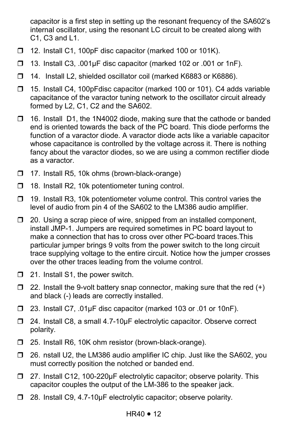 Ramsey Electronics HR40 User Manual | Page 12 / 28