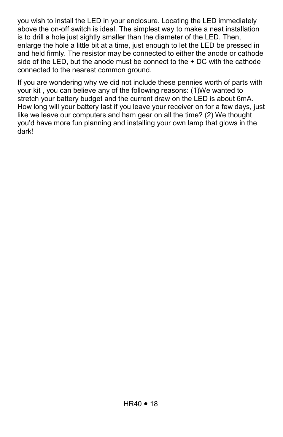 Ramsey Electronics HR40 User Manual | Page 18 / 28