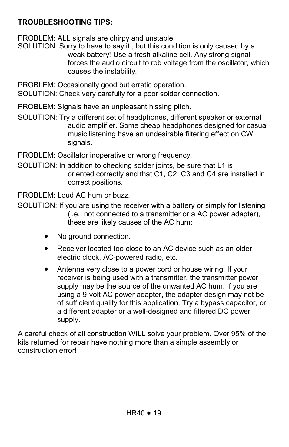 Ramsey Electronics HR40 User Manual | Page 19 / 28