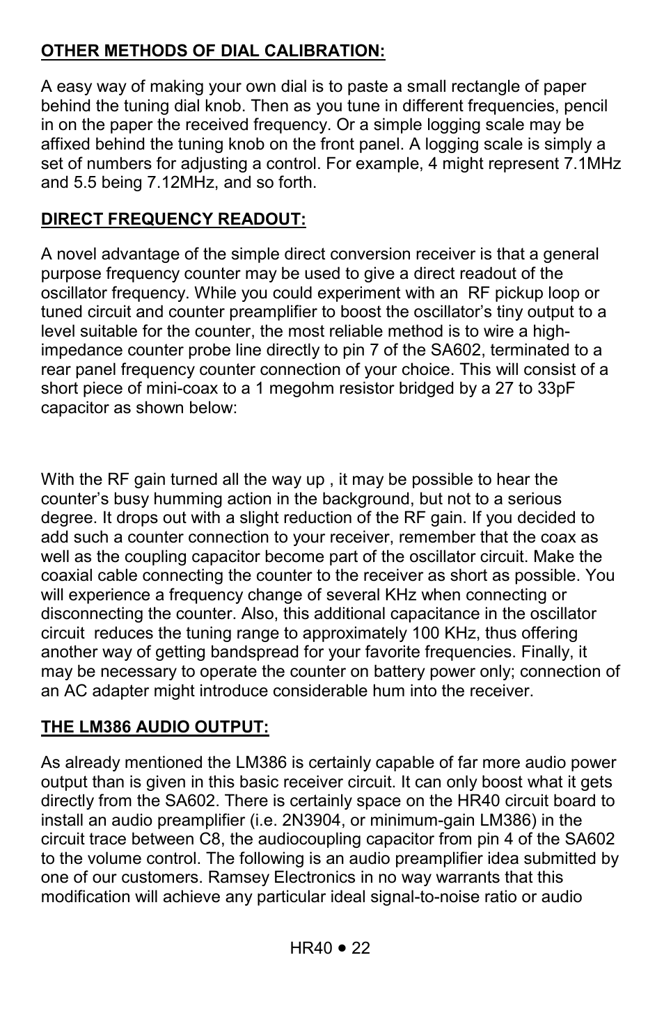 Ramsey Electronics HR40 User Manual | Page 22 / 28