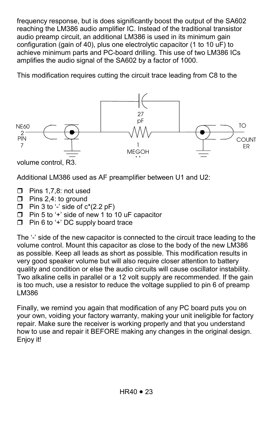Ramsey Electronics HR40 User Manual | Page 23 / 28