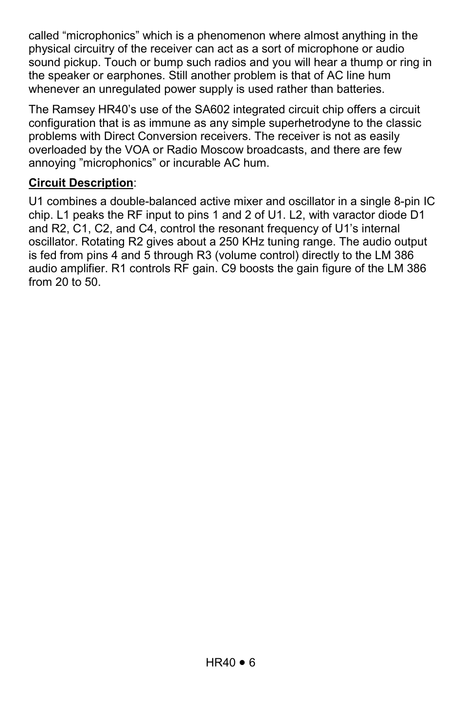 Ramsey Electronics HR40 User Manual | Page 6 / 28