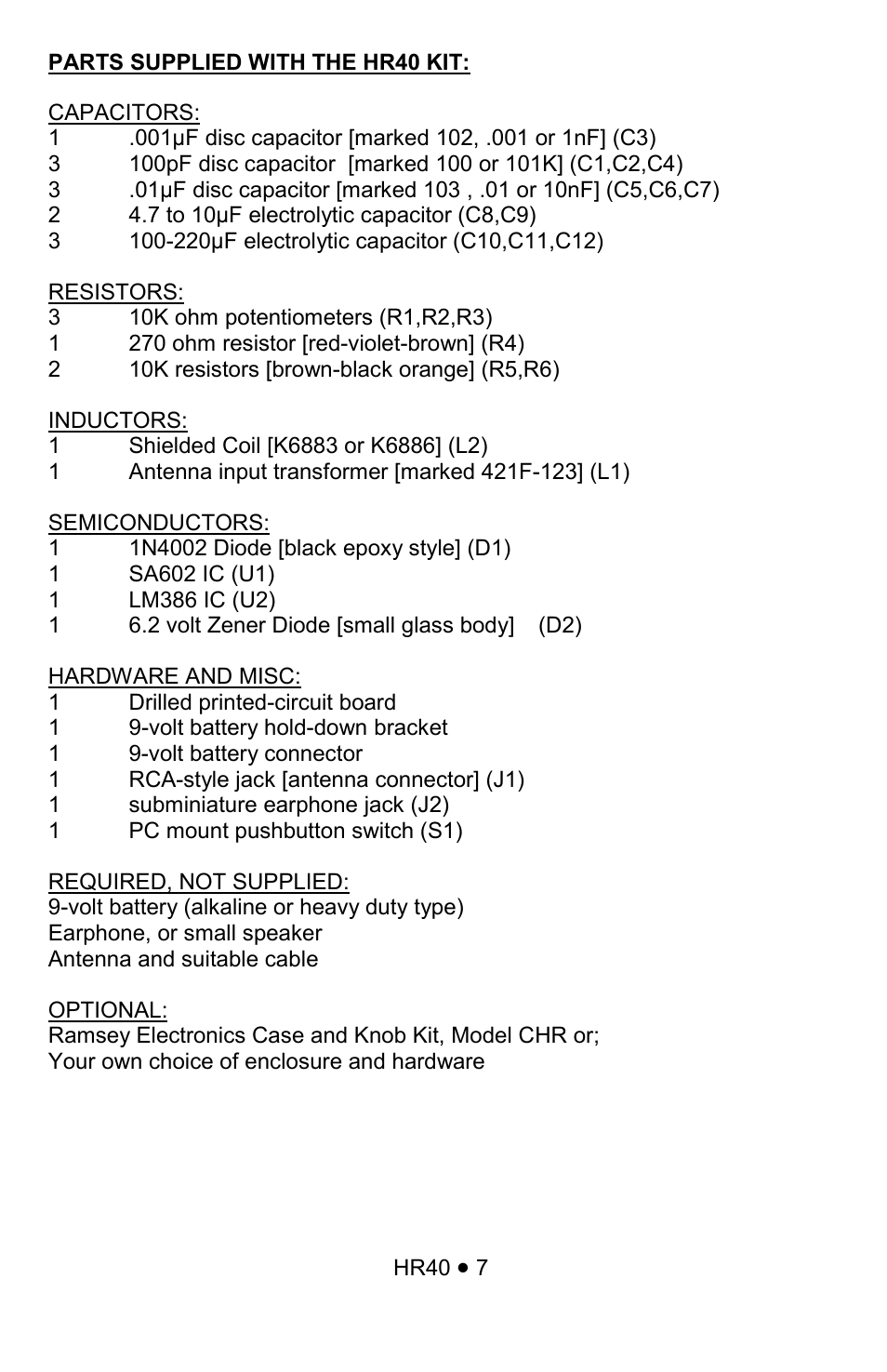 Ramsey Electronics HR40 User Manual | Page 7 / 28