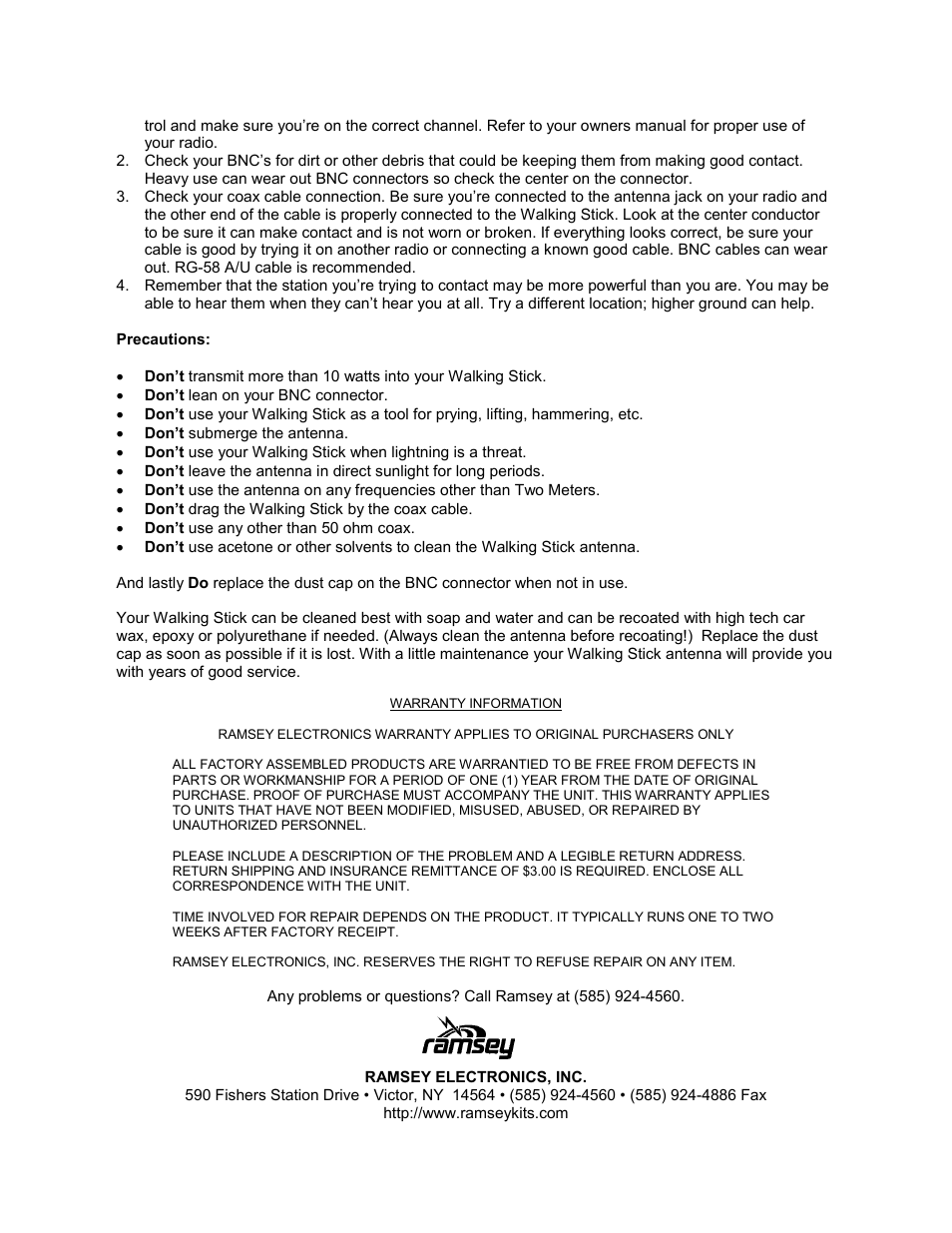 Ramsey Electronics WSA2B User Manual | Page 2 / 2