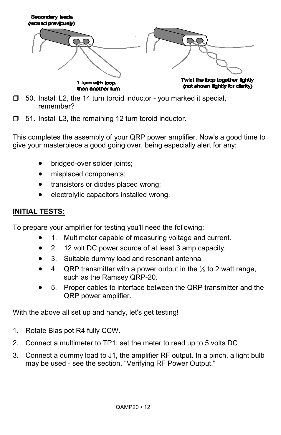 Ramsey Electronics QAMP20 User Manual | Page 12 / 20