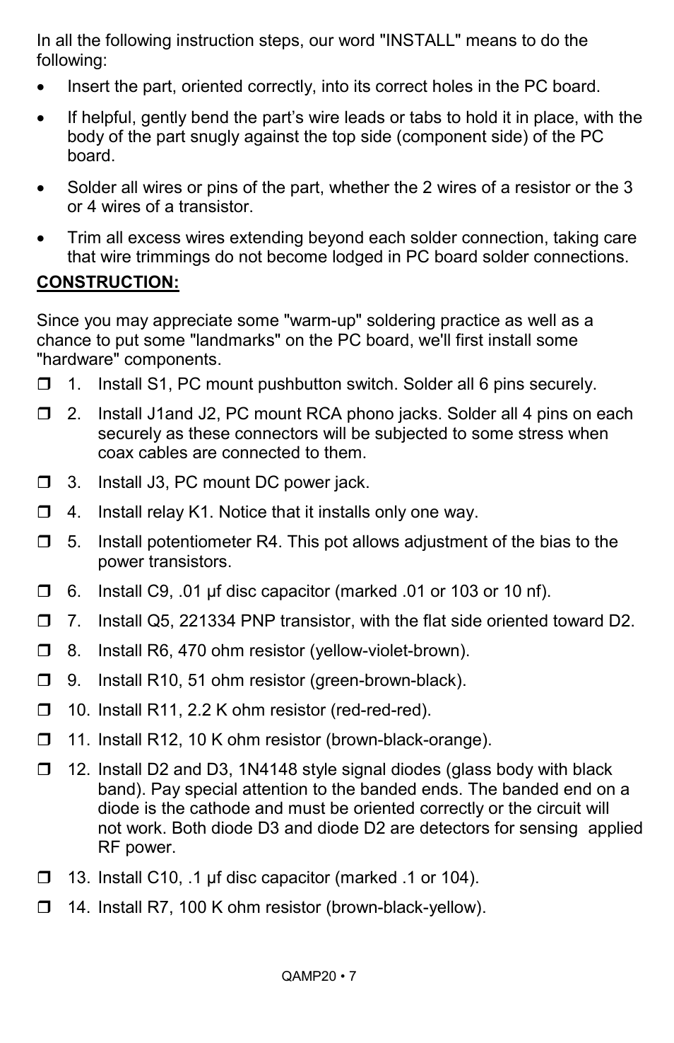 Ramsey Electronics QAMP20 User Manual | Page 7 / 20
