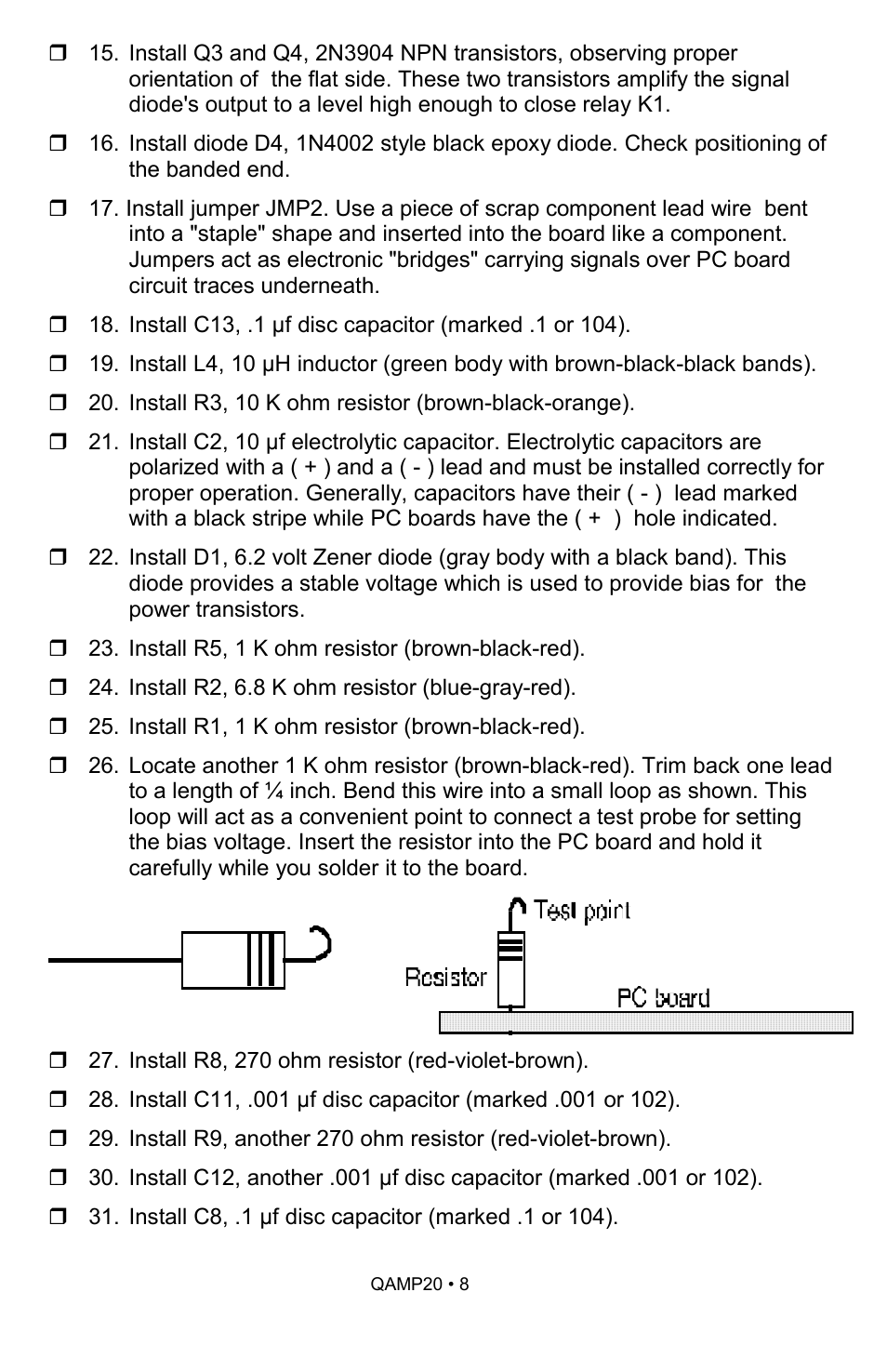 Ramsey Electronics QAMP20 User Manual | Page 8 / 20