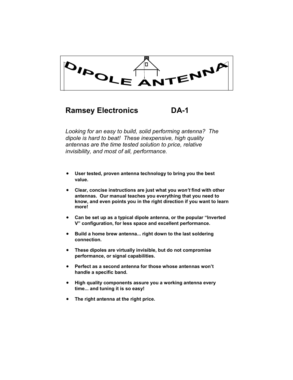 Ramsey Electronics Dipole Antenna DA-1 User Manual | 16 pages