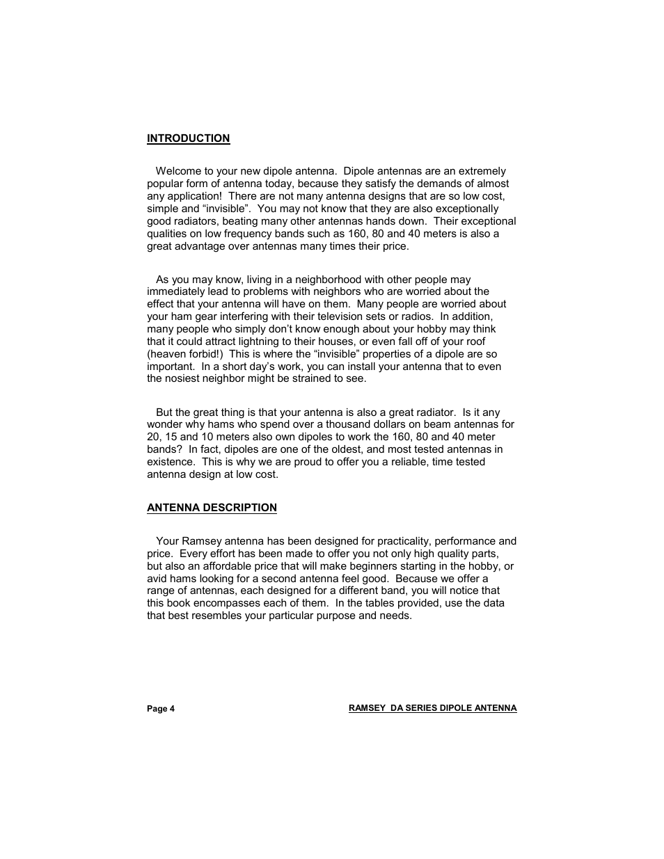 Ramsey Electronics Dipole Antenna DA-1 User Manual | Page 4 / 16