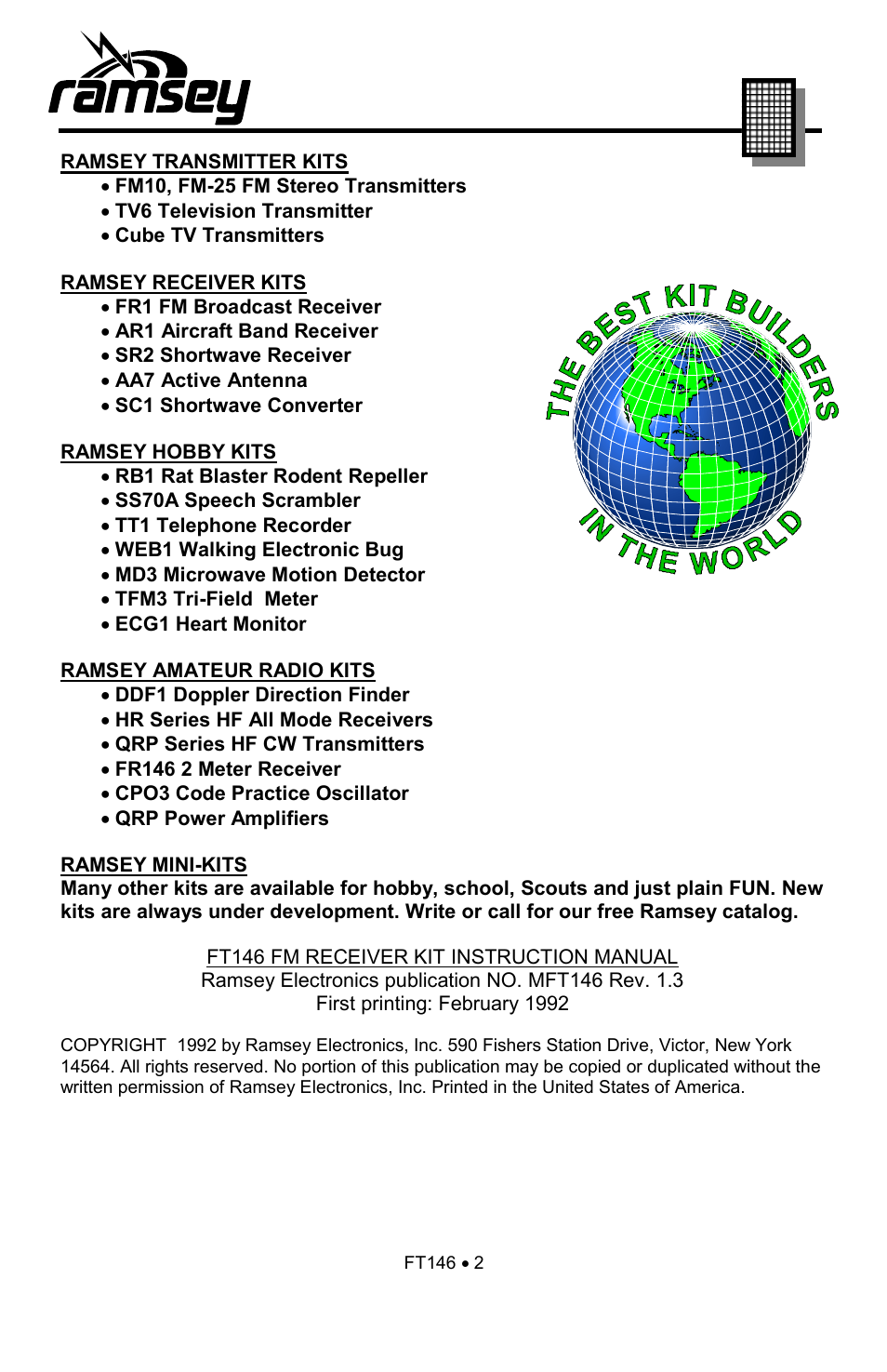 Ramsey Electronics FT146 User Manual | Page 2 / 28