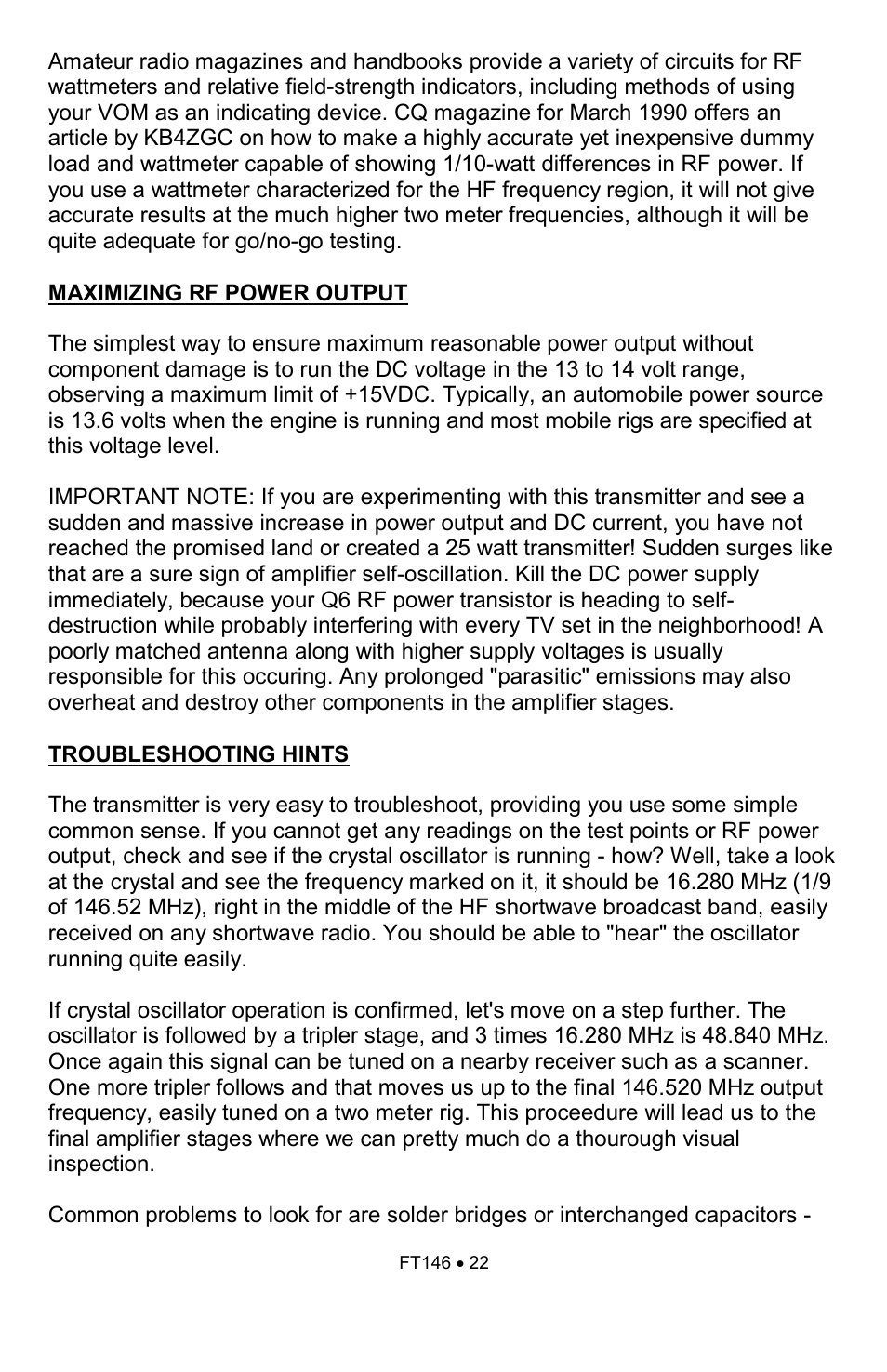 Ramsey Electronics FT146 User Manual | Page 22 / 28