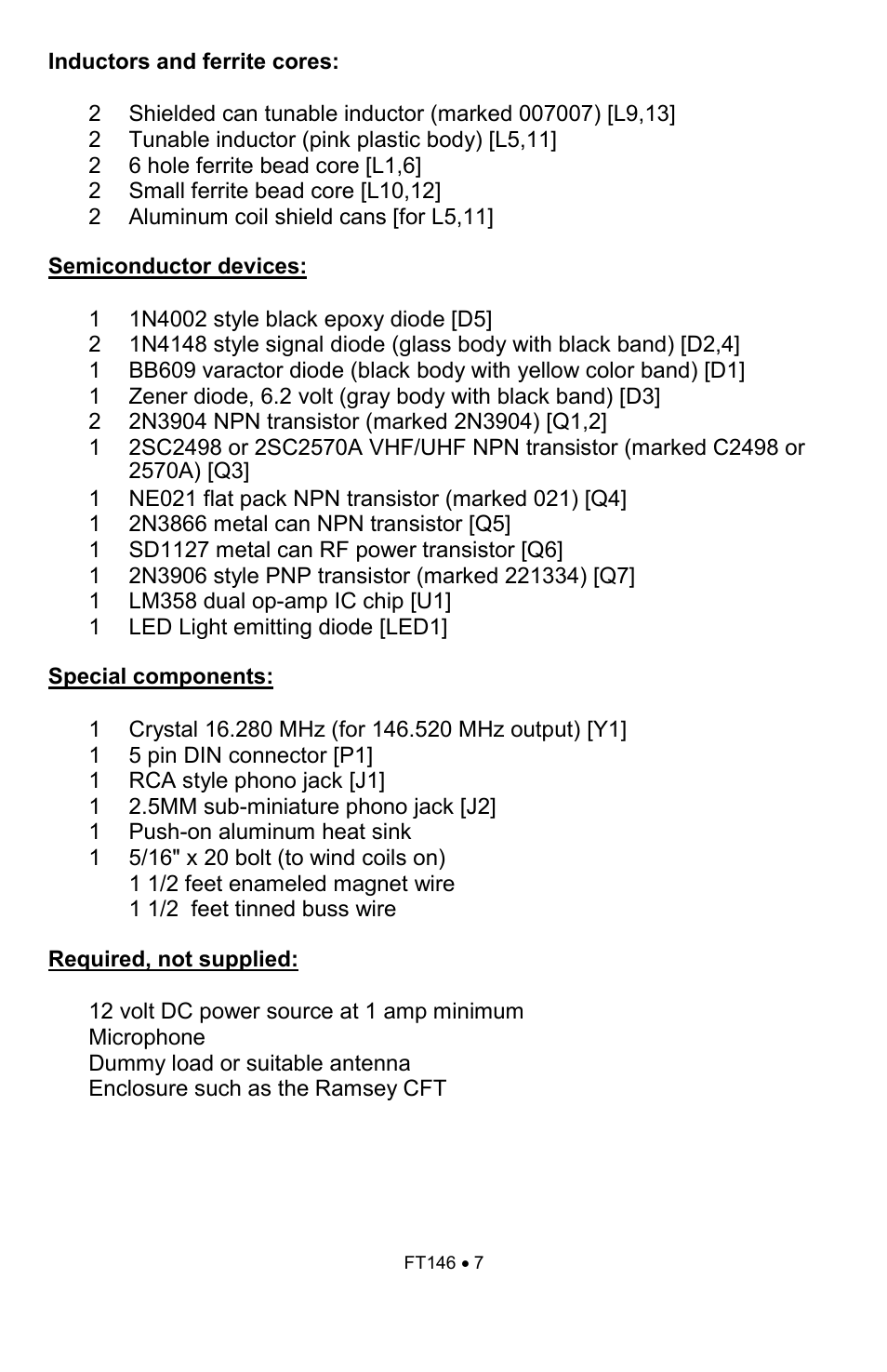 Ramsey Electronics FT146 User Manual | Page 7 / 28