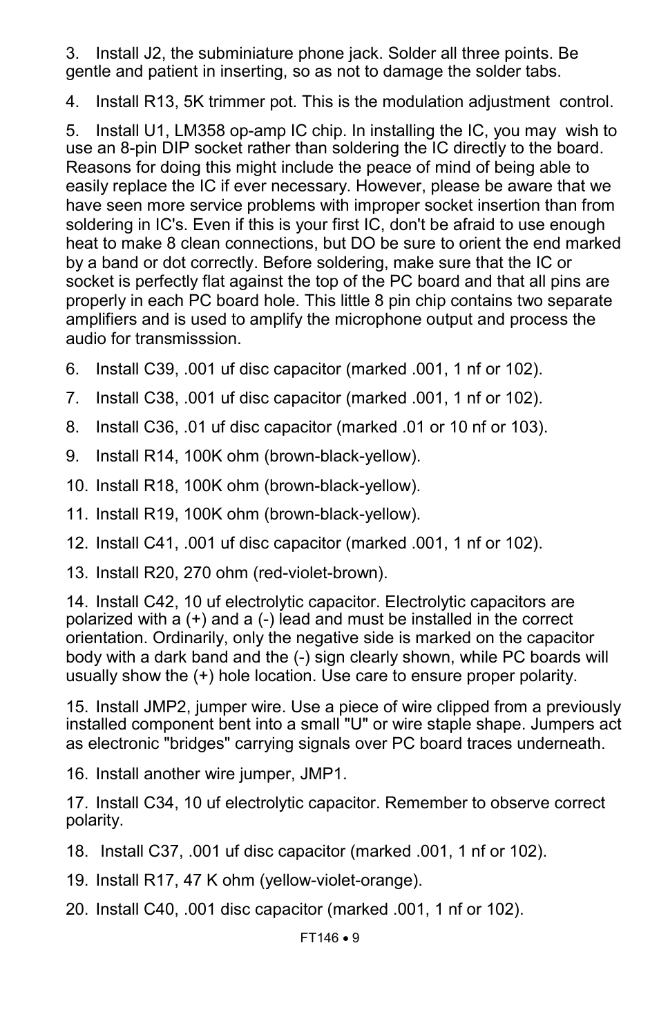 Ramsey Electronics FT146 User Manual | Page 9 / 28