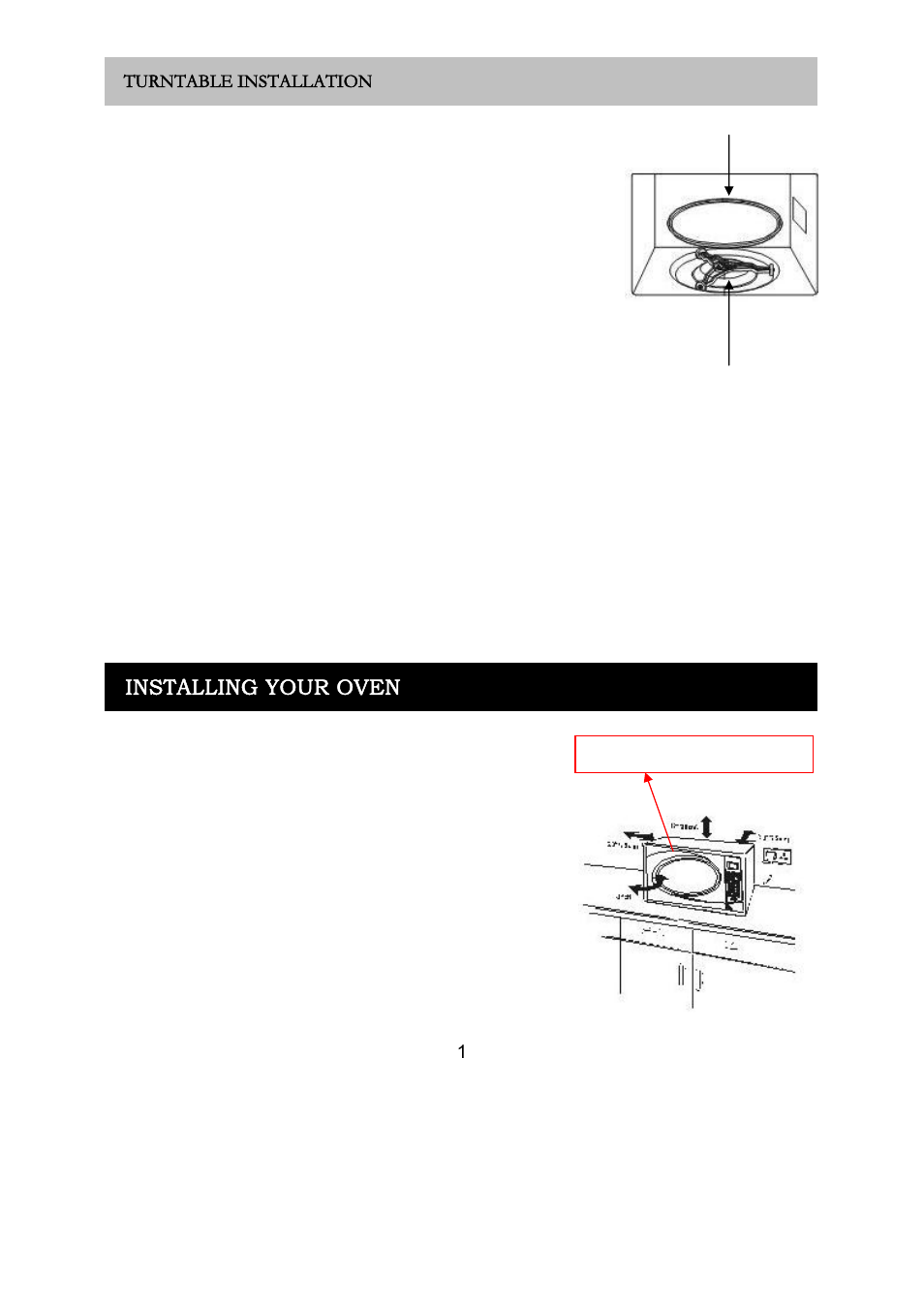 Installing your oven, 1turntable installation | RUSSELL HOBBS RHM2018 User Manual | Page 8 / 19