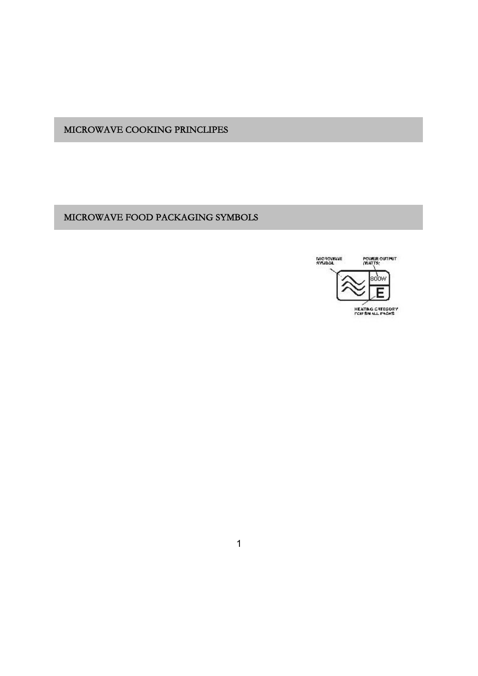 A, b, c, d or e, Microwave cooking princlipes, Microwave food packaging symbols | RUSSELL HOBBS RHM2018 User Manual | Page 9 / 19