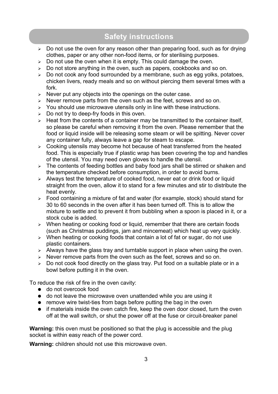 Safety instructions | RUSSELL HOBBS 17 Litre Piano Black Microwave Oven RHM1714B User Manual | Page 4 / 18