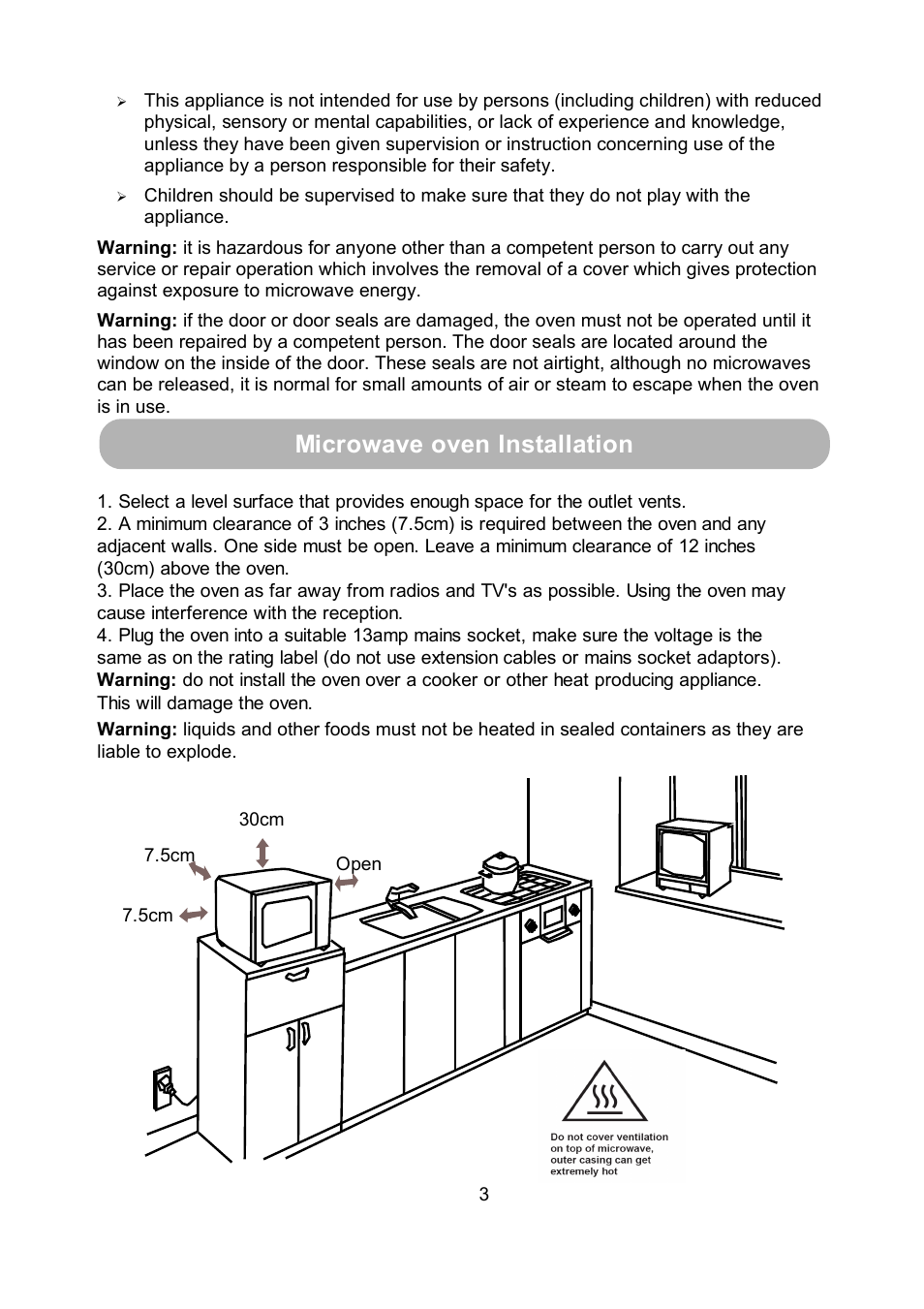Microwave oven installation | RUSSELL HOBBS 17 Litre Piano Black Microwave Oven RHM1714B User Manual | Page 5 / 18