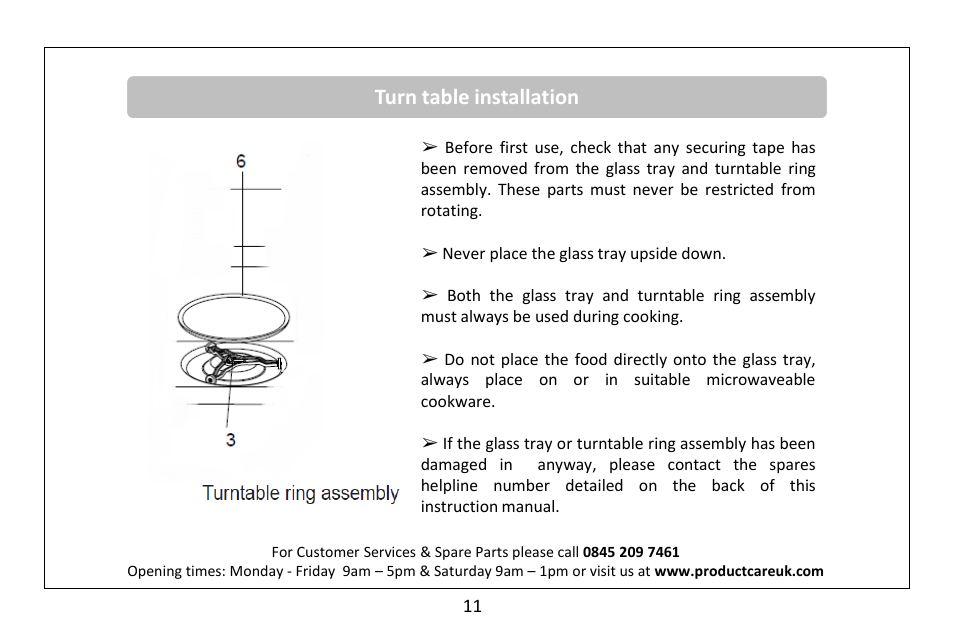 Turn table installation | RUSSELL HOBBS 20 Litre microwave oven RHM2010S(-H) User Manual | Page 13 / 36