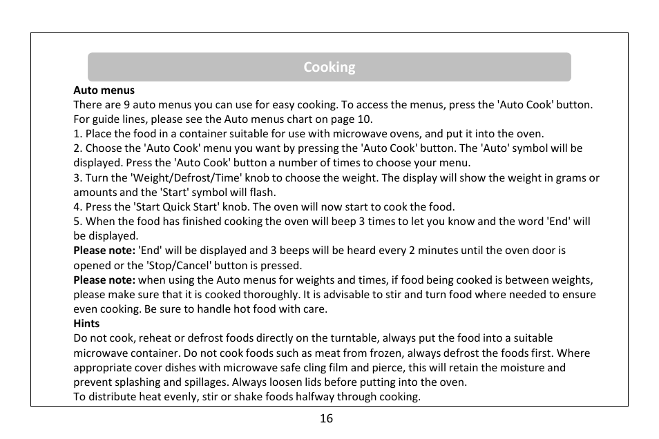 RUSSELL HOBBS 20 Litre microwave oven RHM2010S(-H) User Manual | Page 18 / 36