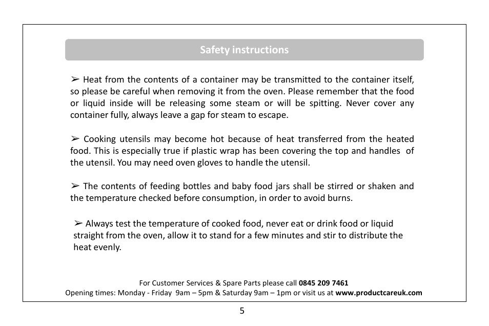 Safety instructions | RUSSELL HOBBS 20 Litre microwave oven RHM2010S(-H) User Manual | Page 7 / 36