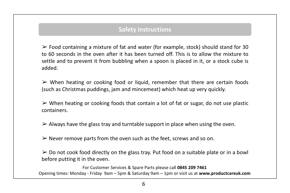 RUSSELL HOBBS 20 Litre microwave oven RHM2010S(-H) User Manual | Page 8 / 36
