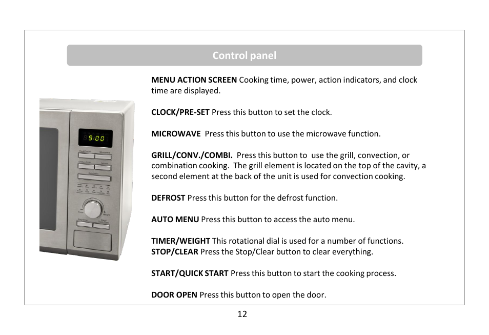 Control panel | RUSSELL HOBBS RHM3002 User Manual | Page 13 / 36