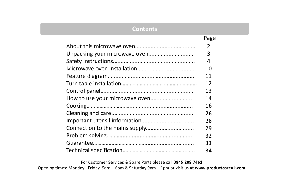 RUSSELL HOBBS 30 Litre microwave oven RHM3003B User Manual | Page 2 / 36