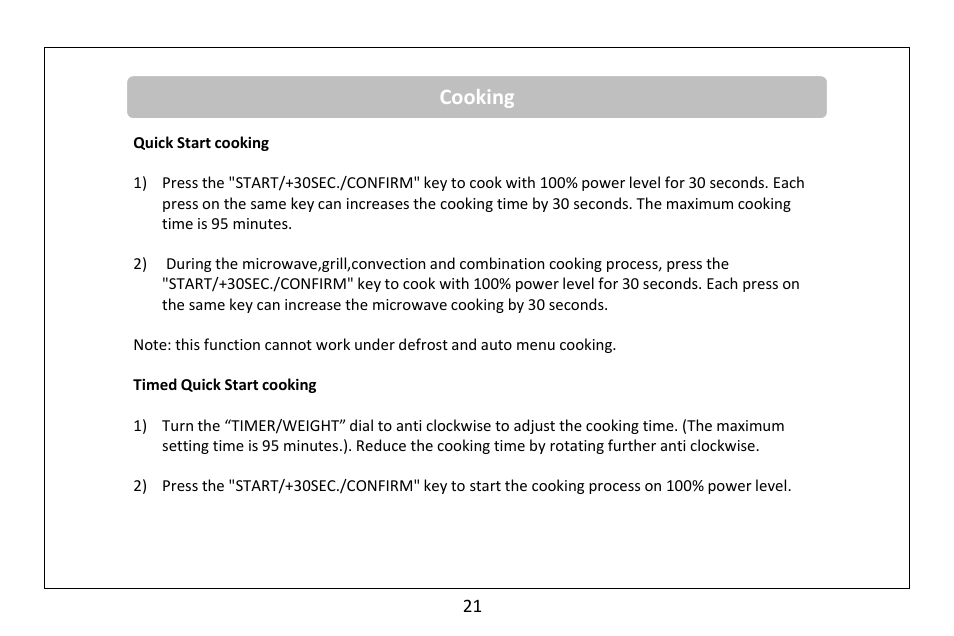 Cooking | RUSSELL HOBBS 30 Litre microwave oven RHM3003B User Manual | Page 22 / 36