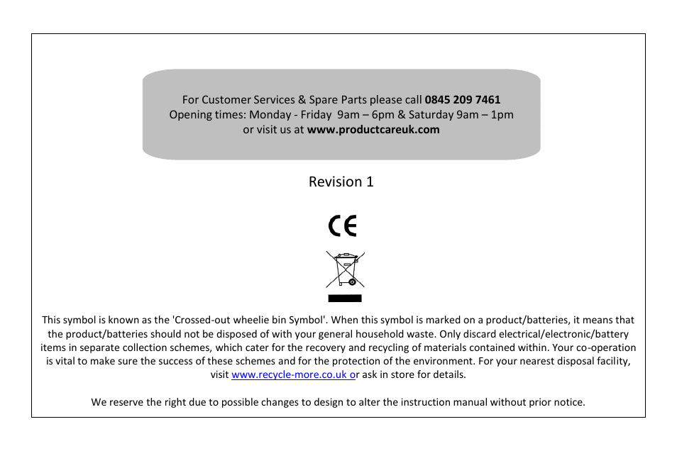 Revision 1 | RUSSELL HOBBS 30 Litre microwave oven RHM3003B User Manual | Page 36 / 36
