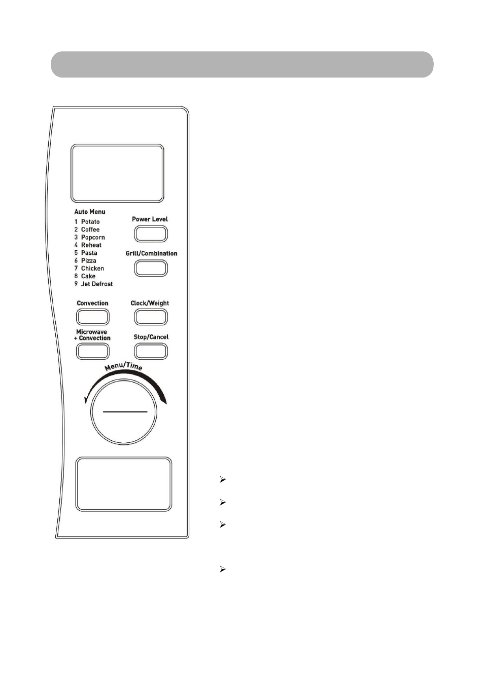 Control panel | RUSSELL HOBBS 20 Litre Stainless Steel Combination Microwave RHM2011 User Manual | Page 7 / 16