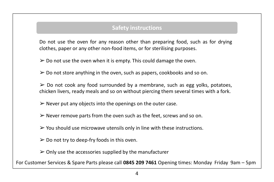 Safety instructions | RUSSELL HOBBS Russel Hobbs 20 Litre Microwave Oven RHM2047SS User Manual | Page 6 / 32