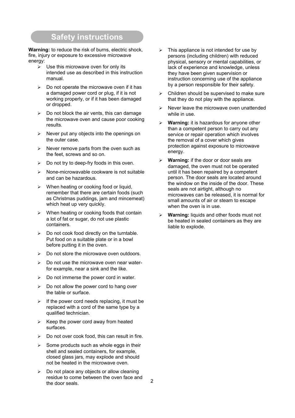 Safety instructions | RUSSELL HOBBS RHM2013 User Manual | Page 4 / 18