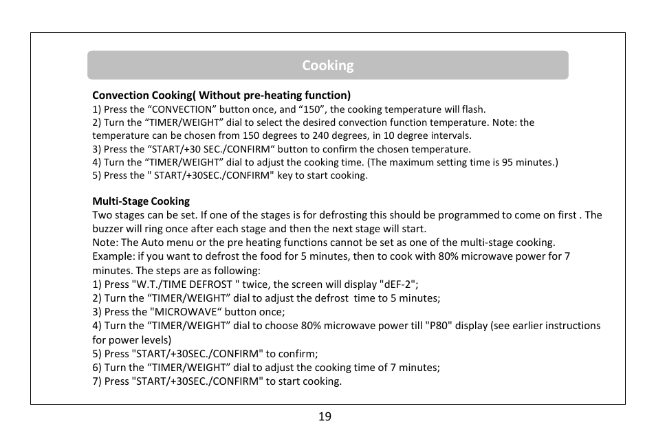 Cooking | RUSSELL HOBBS microwave oven RHM2560CG User Manual | Page 20 / 36