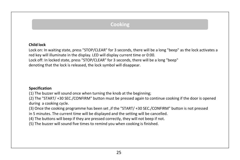 Cooking | RUSSELL HOBBS microwave oven RHM2560CG User Manual | Page 26 / 36