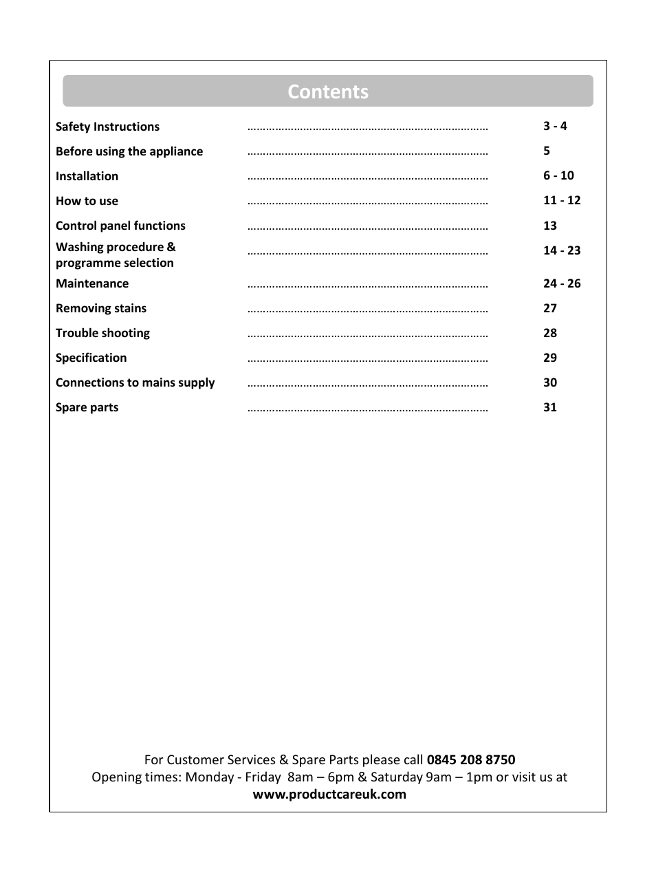 RUSSELL HOBBS White 8KG 1400 Spin Speed Inverter Direct Drive Washing Machine RHWM81400DIDW User Manual | Page 2 / 32