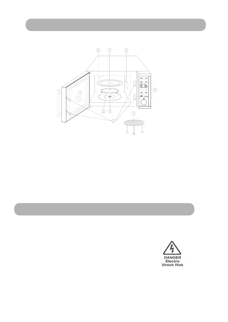 Feature diagram, Connection to the mains supply | RUSSELL HOBBS 23 Litre Digital Microwave with Grill RHM2308 User Manual | Page 6 / 15