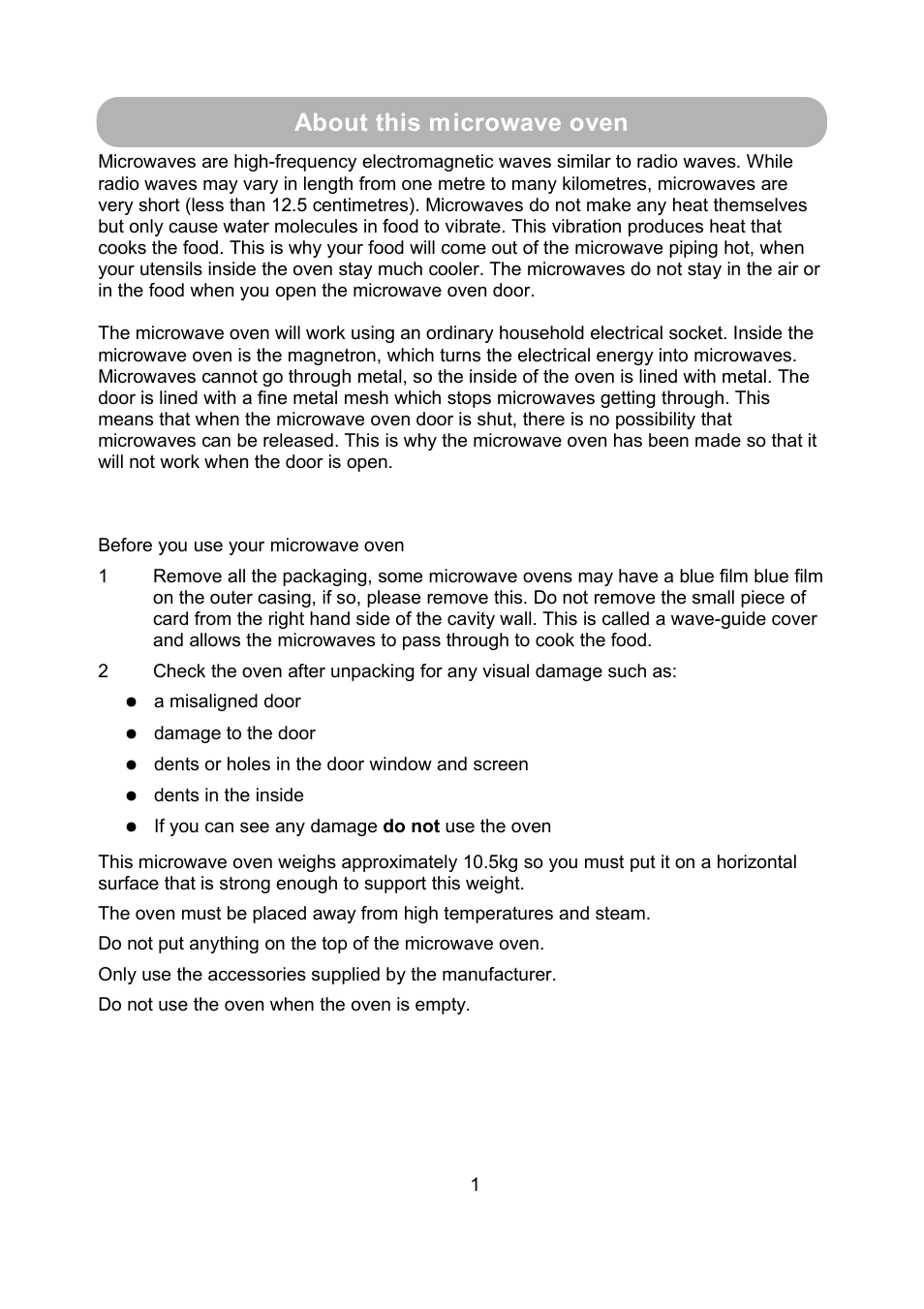 About this microwave oven | RUSSELL HOBBS RHM1709B User Manual | Page 3 / 12