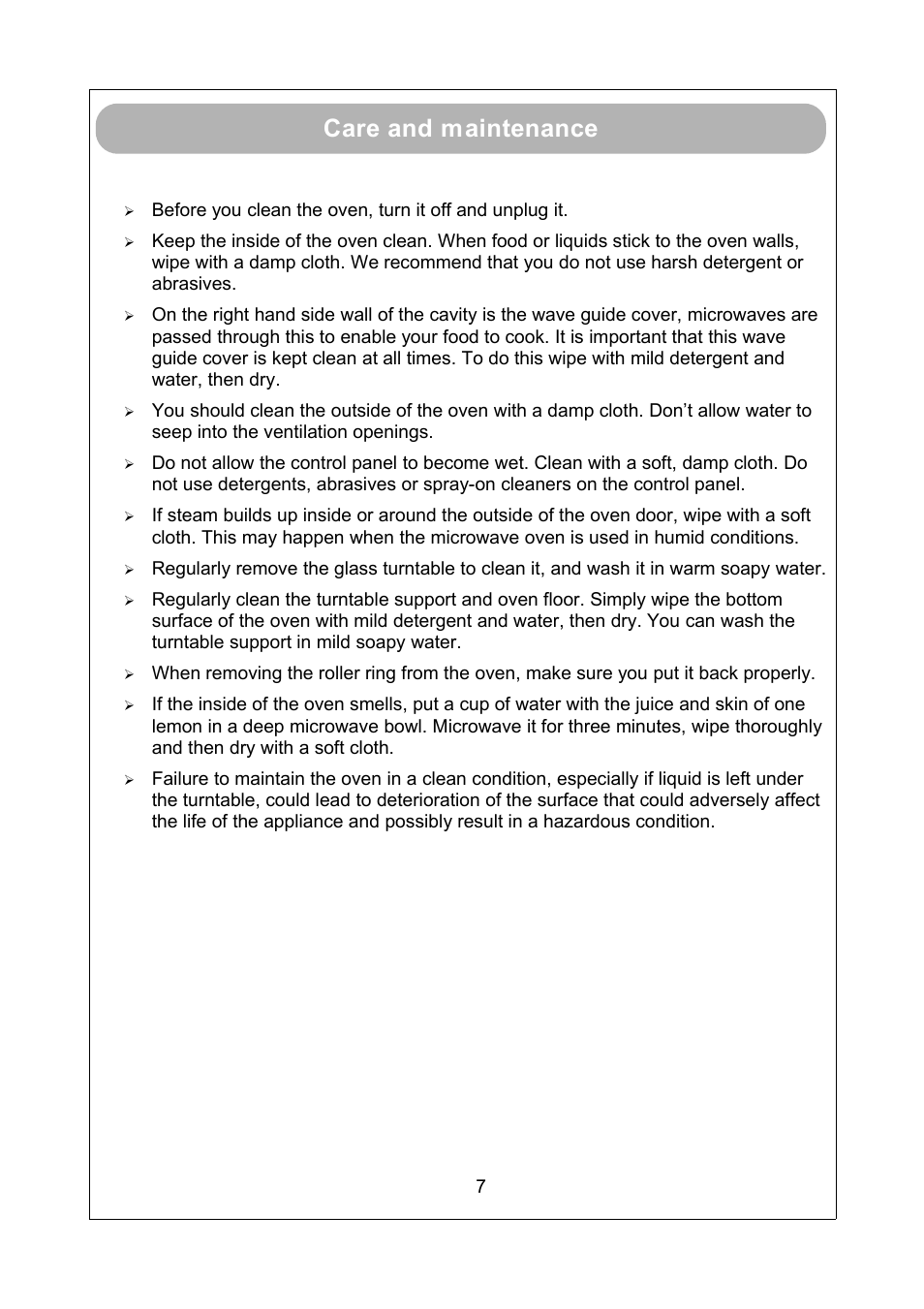 Care and maintenance | RUSSELL HOBBS RHM1709S User Manual | Page 10 / 13