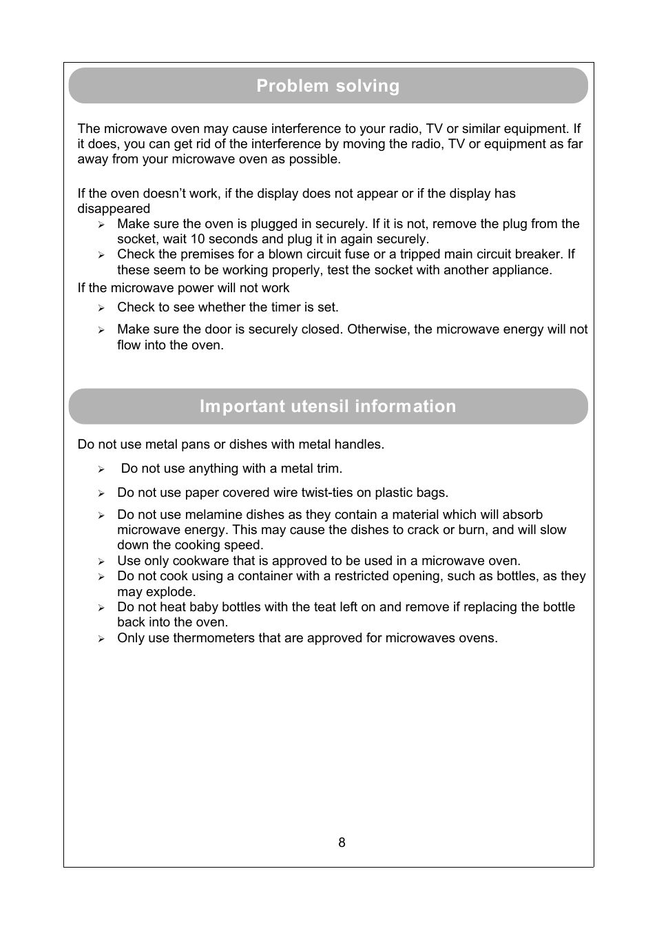 Problem solving important utensil information | RUSSELL HOBBS RHM1709S User Manual | Page 11 / 13