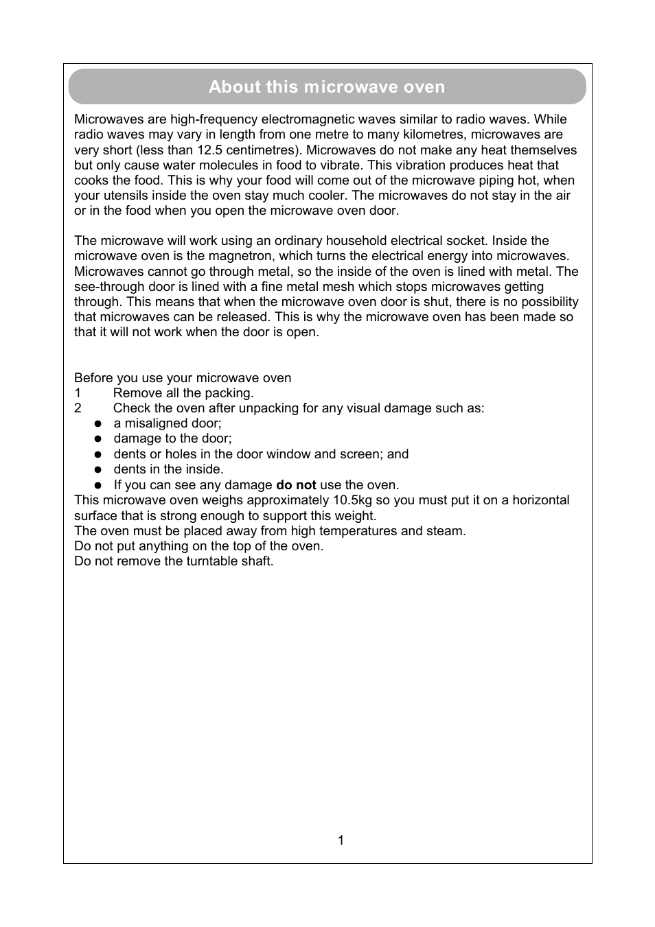 About this microwave oven | RUSSELL HOBBS RHM1709S User Manual | Page 3 / 13