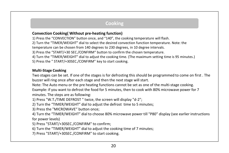 Cooking | RUSSELL HOBBS 30 Litre Microwave Oven RHM3003 User Manual | Page 21 / 36