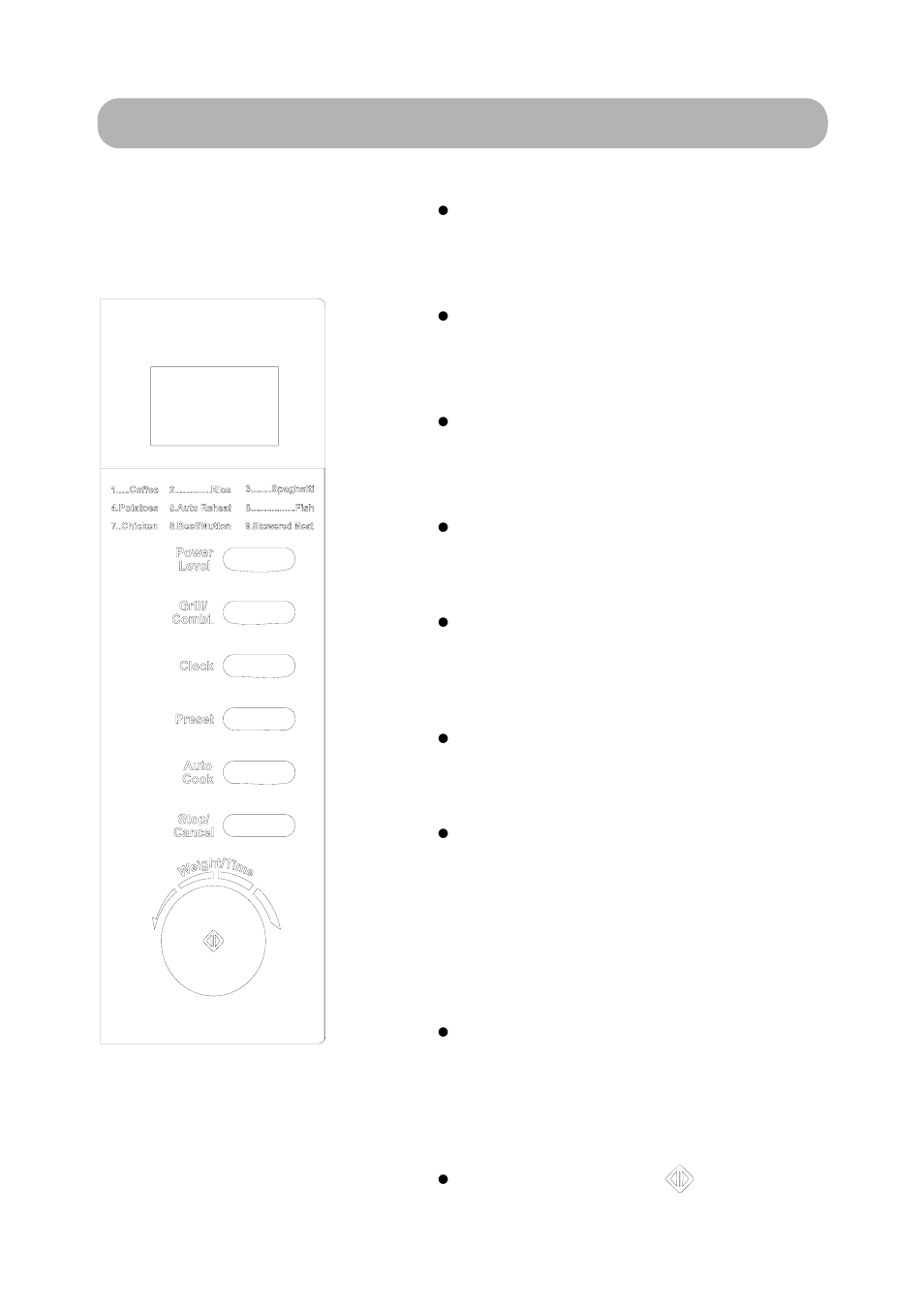 Control panel | RUSSELL HOBBS 20 Litre Digital Microwave With Grill RHM2031 User Manual | Page 7 / 16