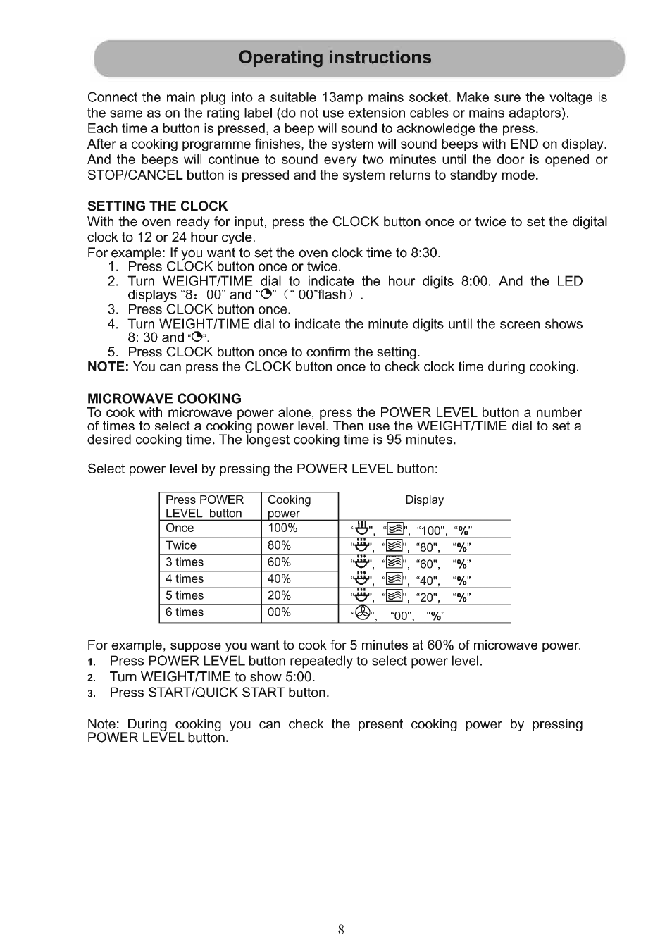 RUSSELL HOBBS 20 Litre Digital Microwave With Grill RHM2031 User Manual | Page 8 / 16