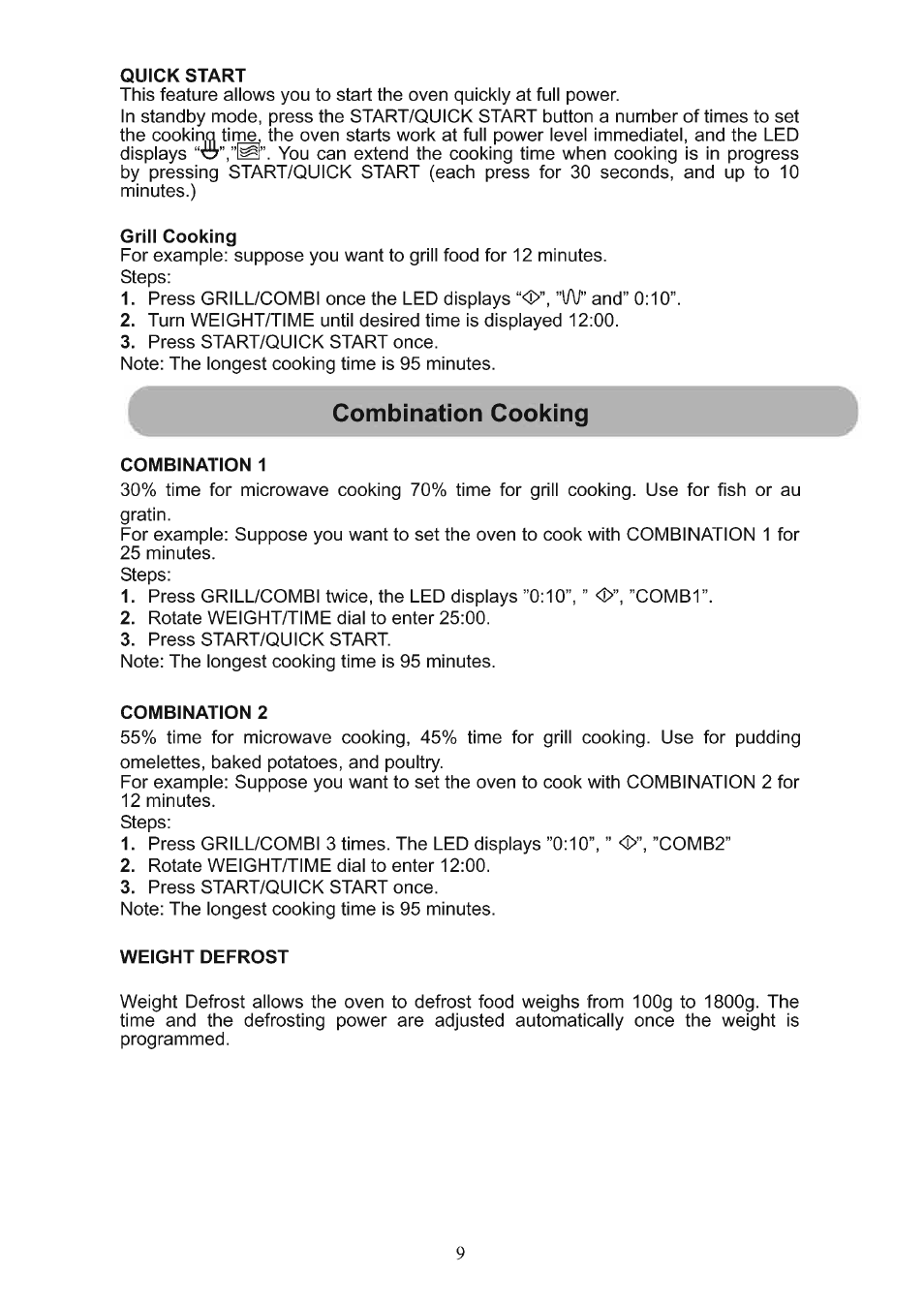 RUSSELL HOBBS 20 Litre Digital Microwave With Grill RHM2031 User Manual | Page 9 / 16