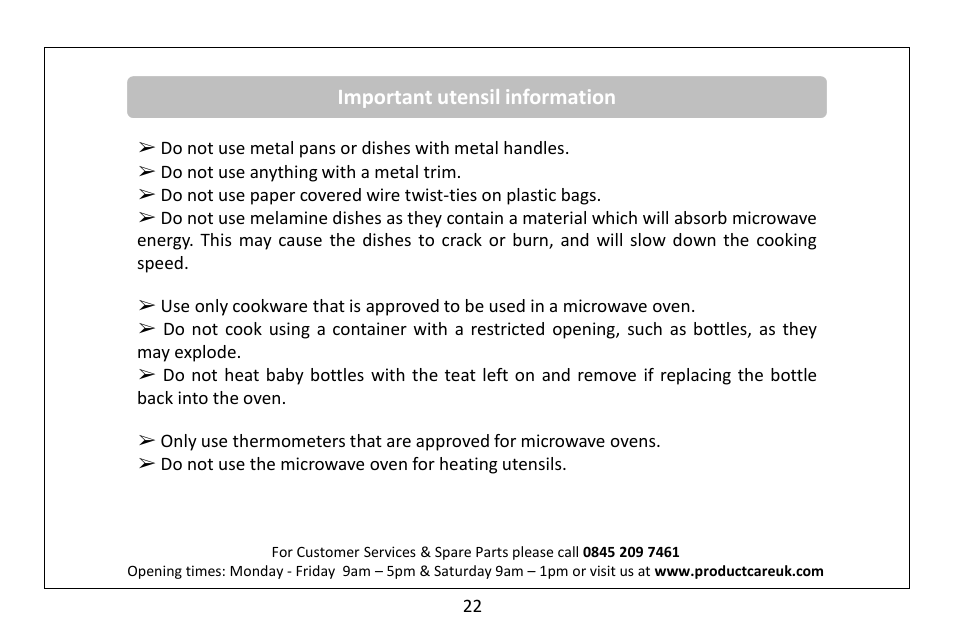 Important utensil information | RUSSELL HOBBS RHM2080BR User Manual | Page 24 / 32