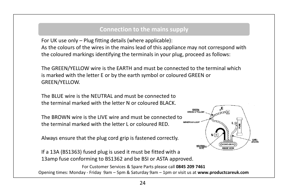 Connection to the mains supply | RUSSELL HOBBS RHM2080BR User Manual | Page 26 / 32